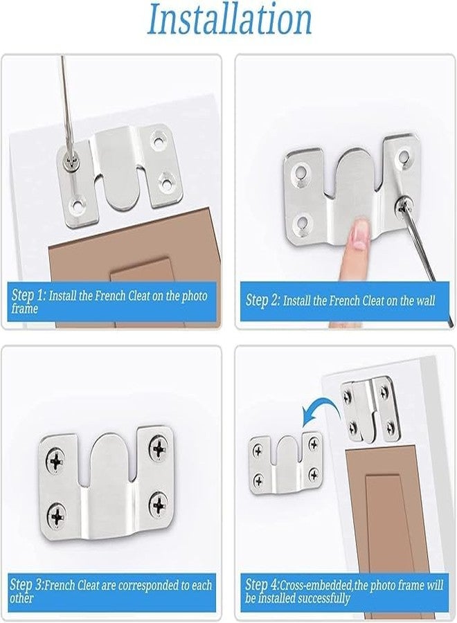 Elexa Hardware Stainless Steel Z-Shaped Flush Mount Brackets | Black French Cleat Hangers for Photo Frames, Mirrors, Shelves, and Cabinets | Mounting Hardware (Z Bracket, 8, Count) - Image 3